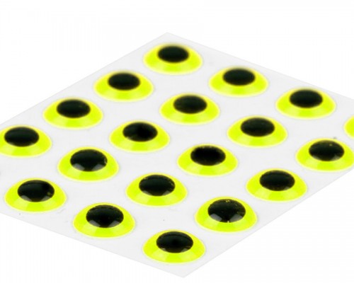 3D Epoxy Eyes, Fluo Yellow, 5 mm